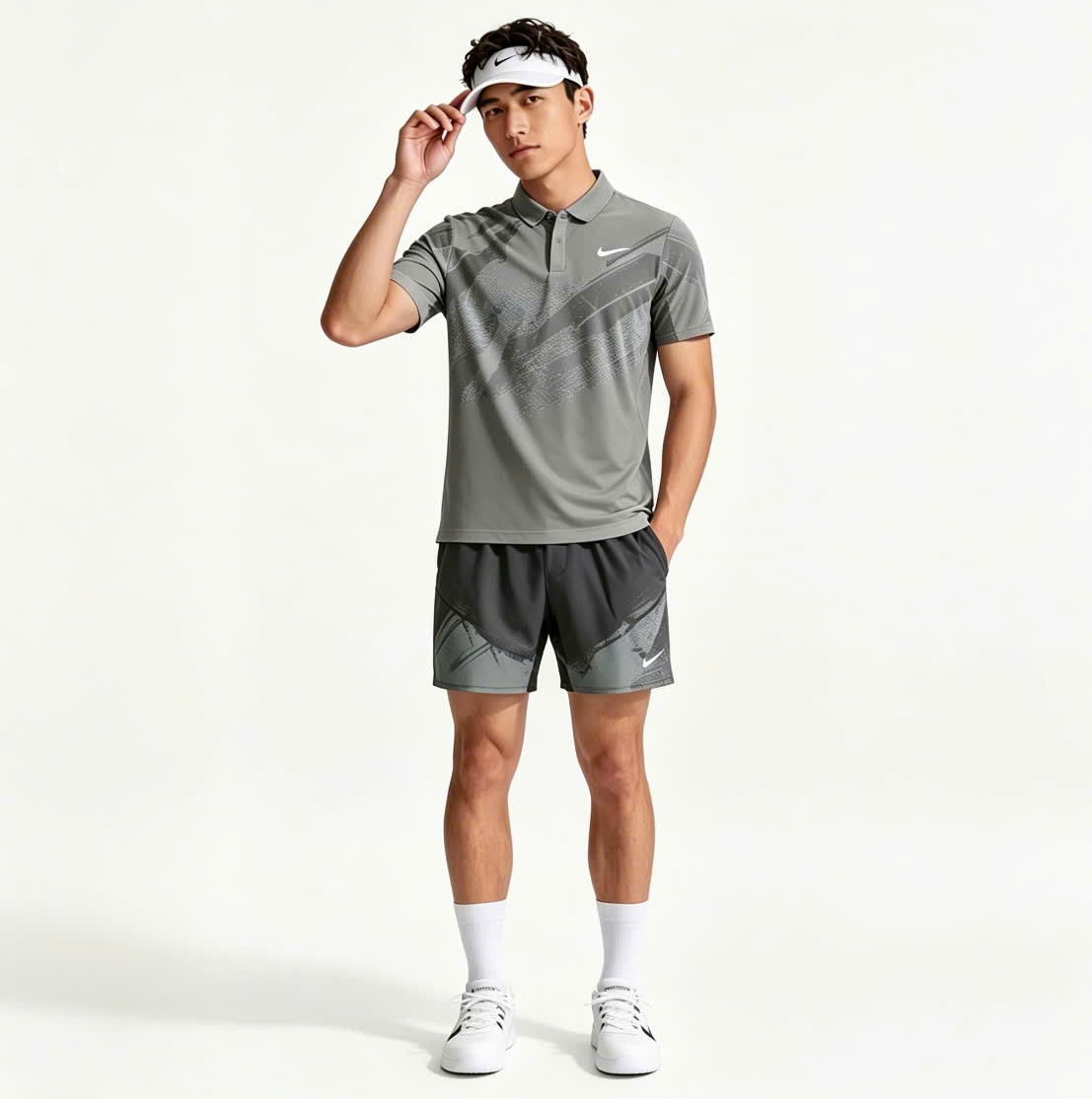 Áo Polo Tennis Nam Nike Dri-FIT Chính Hãng màu xám khói cao cấp