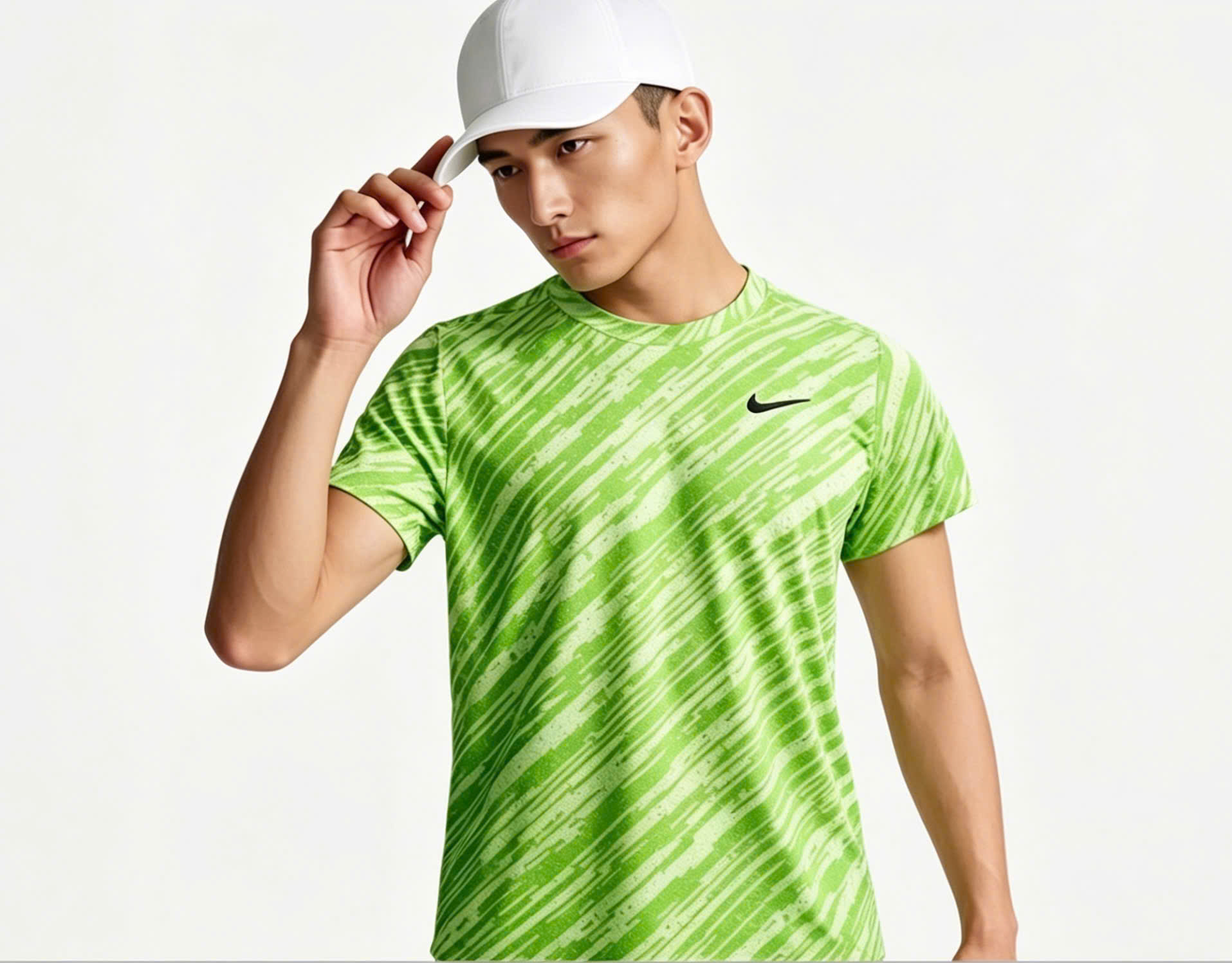 Áo Thun Chạy Bộ Nam Nike Dri-FIT Họa Tiết màu xanh chuối neon chính hãng